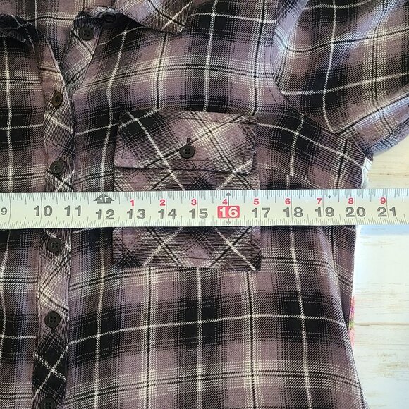 Tolani Collection Mixed Print Tunic Top Button Front Plaid Floral S Artsy - Picture 5 of 7